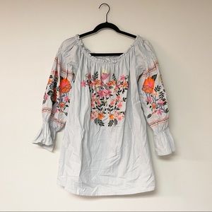 Free People Embroidered Off the Shoulder Dress w Pockets
